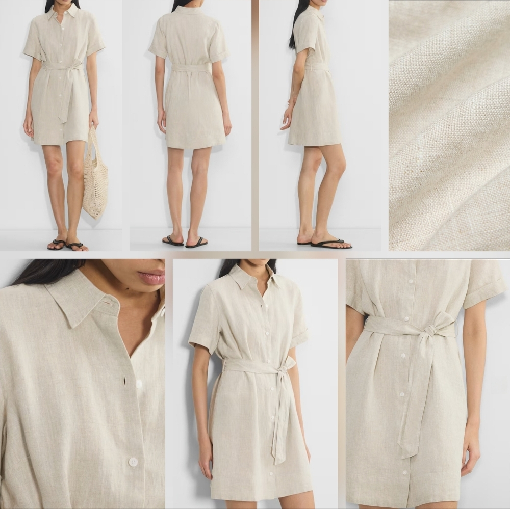 🇨🇦 Aritzia Wilfred Beige Eleta Linen Mini Dress - Picture 14 of 16